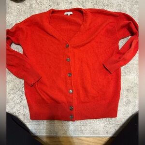 Madewell red merino wool blend cardigan size large